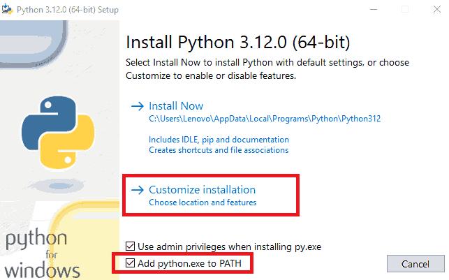 Python Installation step 3