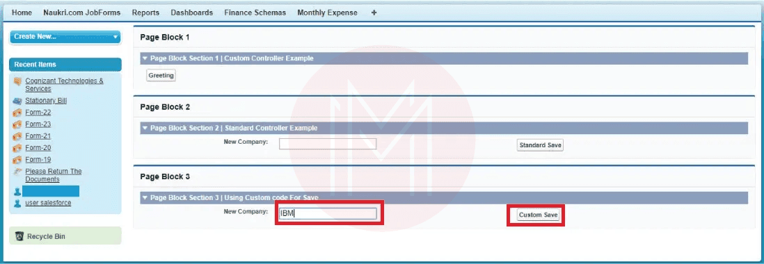Custom Controller Example (DML in Apex Class)