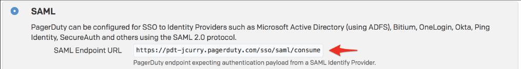 PagerDuty's SAML Endpoint URL