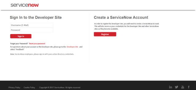 Access to Servicenow developer Portal Account