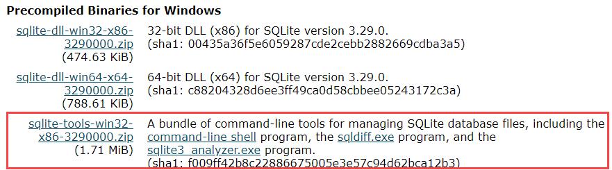 Download SQLite tools