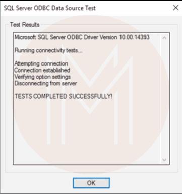 testing connection to sql server19